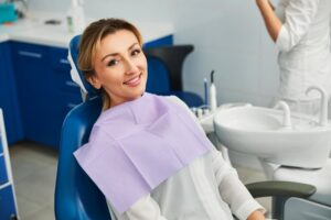 Woman sitting in dentist's chair