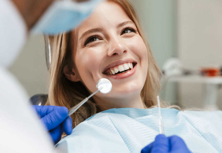 Woman smiling in dental chair